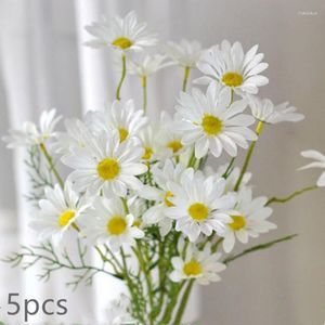 Decorative Flowers Shower Plants Simulation Daisy Home Decoration Chamomile Artificial Handmade 10pcs Flower With Glass Vase