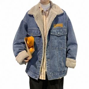 2023 Fi Denim Jacket Men's Famous Street Wear Fur Collar Windbreaker Jeans Coats Hip Hop Parkas Warm Outdoor Clothing Z19 H84k#