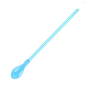 Disposable Cups Straws 4 Pcs Spoon Straw Stir Cocktail Multifunction Party Drinking Tea Plastic