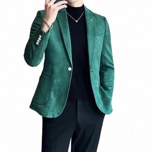 Qualidade Camurça Verde Cavalheiro Homens Blazers New Fi 2022 Social Elegante Mens Dr Blazer Jaquetas Festa de Casamento Desgaste Slim Fit y4TR #