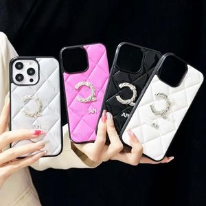 Luksusowa obudowa telefoniczna na iPhone'a 15 14 Pro Max skóra, projektant iPhone Case 15 14 13 12 Pro dla kobiet mężczyzn dobry chwyt wstrząsowy Ultra Slim Cover Silver Sparkling