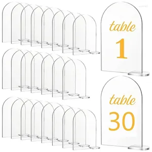 Party Decoration 30 Set Acrylic Table Signs med Stativs Tom bågade ark DIY -båge för bröllopsmottagningsevenemang