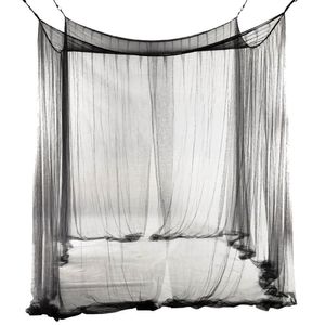 Ny 4-hörnsäng netting tak myggnät för drottning king size säng 190 210 240 cm svart252s