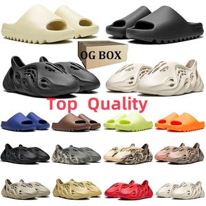 With box designer slippers men women slides Bone Black White Desert Sand Earth Brown Glow Green Moon Gray mens fashion sandals summer outdoor shoes top quality36-47