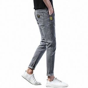 swobodna marka FI Męskie dżinsowe dżinsy rozciągają Slim Small Foot LG Pants Fi Wszechstronny projekt codziennie szary męski spodnie Y6Y6#
