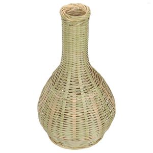 Vaser Dekorativ bambuskorg för blommorhandvävd pastoral stilarrangemangsdekor