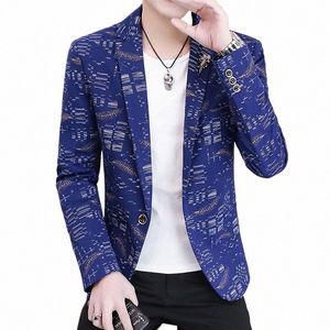 COO 2023 Autumn Clothing Męskie wydrukowane Slim Fit Casual British Small Plaid Blazer Youth Handsome Blazer I8Q2#