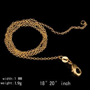 Fashion 1MM 18K Gold Plated 925 Sterling Silver O Chain Necklace Diy Jewelry Chain Rose Gold 18-24 Inches3041