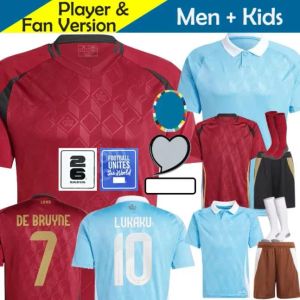 2024 BÉLGICA camisas de futebol DE BRUYNE R. LUKAKU E. HAZARD 24 25 MERTENS BATSHUAYI TIELEMANS T.HAZARD Torcedores Jogador Home away camisa de futebol uniforme Homens Crianças Kits