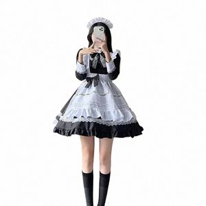 Nobiltà britannica Nero Bianco Retro Cameriera Vestito Anime Lg Dr Uomini Donne Corte Cameriera Lolita Dr Servo Cameriere Costume Cosplay L0Nm #