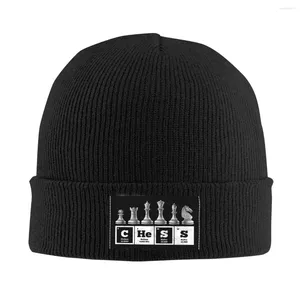 Berets Lustige Schachspieler Spielbrett Motorhaube Hut Stricken Männer Frauen Coole Unisex Periodensystem Der Elemente Winter Warme Mützen Kappe