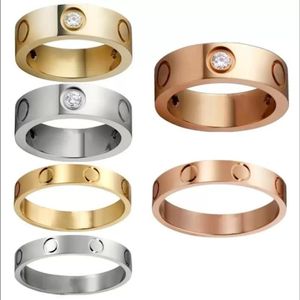 Band Liebesringe Designerschmuck Roségold versilberter Titanstahl mit Diamant Mode Straße Hip Hop Casual Paar Klassisch 306C