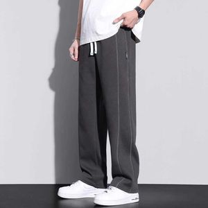 Męskie spodnie jesienne zimowe elastyczne talia luźne luźne proste spodnie męskie sznurka wygodne spodobliny sportowe J240328