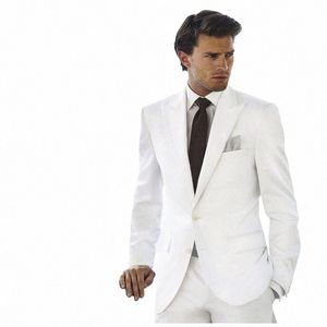 Białe Men Suits na weselne wieczorne impreza Blazer Blazer Costume Slim Fit Formal Dixedo 2018 Terno Trajje Hombre 2 sztuki p8aa#