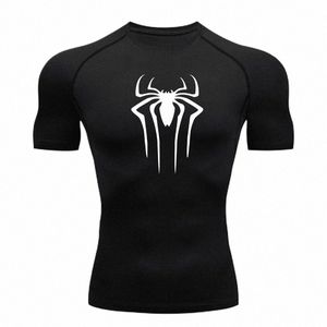 Nowa koszula Compres Men Fitn Gym Sport Running T-shirt rgard topy koszulka Szybka sucha krótkie rękawie dla mężczyzn u3co#
