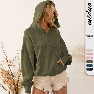 Kadın Hoodies Sweatshirts Yüksek Kaliteli Yeni Ürün Hoodie Şapka Kadın Moda Marka Sporları Drawstring Uzun Kollu Üst Yarım Fermuar Ceket Grunge 24328