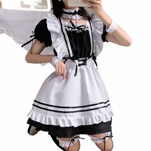 2021 svart söt lolita piga kostymer flickor kvinnor härlig piga cosplay uniform animati visa japansk outfit dr kläder s0cq#