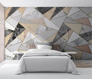 Duvar Kağıtları Özel Nordic Modern Geometrik Mermer Duvar Kuru Duvar Kağıdı Sanat Duvar Boyama Oturma Odası Yatak Odası Arka Plan Ev Dekor 3D Kağıt