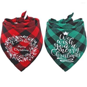 Hundkläder 2 Pack Christmas Plaid Bandana Triangle Bib Set Scarf Accessories Holiday For Pet Dogs Cats