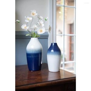 Vase Blue Decorative Farmhouseバレンタインデーの装飾のための理想的な贈り物セラミック花瓶