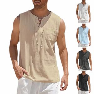 men's Casual Vest Blouse Cott Linen Shirt Loose Tops Sleevel Tees Summer Breathable Casual Handsome Male Shirts Streetwear N4RQ#
