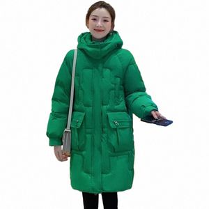 Nya koreanska kvinnors huva Parker Overcoat Winter Coat Ytterkläder LG vadderad jacka Kvinnlig tjocka varma Cott Jackets Brown Q5ns#