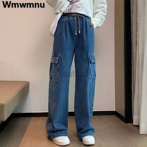 Women's Jeans Oversize 6XL HIgh Waist Wide Leg Jeans Casual Cargo Vaqueros Korean Streetwear Straight Denim Pants Womens Baggy Trousers 24328