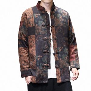 2023 Autumn Men Chińskie Chińskie Tradycyjne Jacke retro tang oryginalny druk print tang garnitur kung fu kurtki męskie hanfu tops x5go#