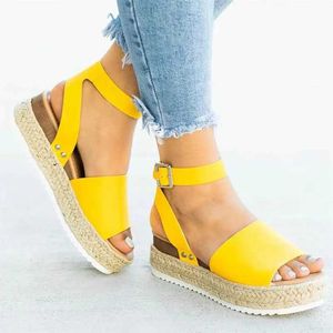 Sandaler SA Demeng Wedge Shoes Womens High Heel Summer Flip Sofa Platform Plus Size 35-43 H240328