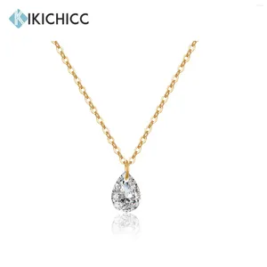 Correntes Kikichicc 925 Sterling Silver 5/7mm Pêra Waterdrop Zircon CZ Charme Pingente Longa Cadeia Colar Fine Jewelry 2024 Jóias