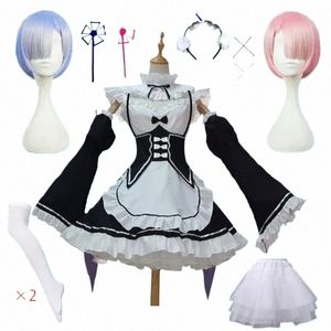 В наличии Rem Ram Maid Косплей костюмы Re:Zero kara Hajimeru Isekai Seikatsu Kawaii dres Re Life In a Different World Maid h8O2#