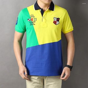 Men's Polos Plus Size 7XL Irregularity Contrast Color Polo Shirts Luxury Summer Short Sleeve Cotton Embroidery Casual Man Tees