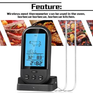 Mätare kötttermometrar Bluetooth LCD Digital Probe Fjärr Trådlös BBQ Grill Kitchen Thermometer Hem Matlagningsverktyg med Timer Alarm
