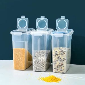 Storage 2.5/4L Plastic Food Storage Containers Transparent Rice Dispenser Bucket Cereals Boxes Jars for Bulk Kitchen Organizer Accessory