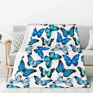 毛布の蝶美しい青い蝶の毛布暖かい軽量柔らかいぬいぐるみ寝室ソファソファキャンプ用