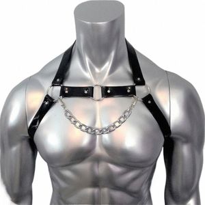 Fetish Uomini Sessuale Petto In Pelle Harn Cinture Regolabili BDSM Gay Corpo Bdage Harn Strap Rave Abbigliamento Gay per Adulti Sesso l8nQ #