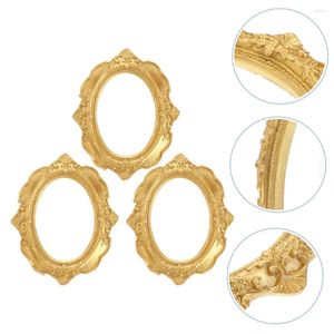 Quadros 3 Pcs Mini PO Quadro Vintage Decoração Decoração Golden Picture Display Ornamento de Resina para