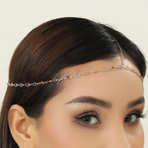 Hair Clips QIAMNI Fashion Boho Crystal Head Chain Elegant Headpiece Bling Bridal Forehead Bohemia Jewelry Wedding Accessories