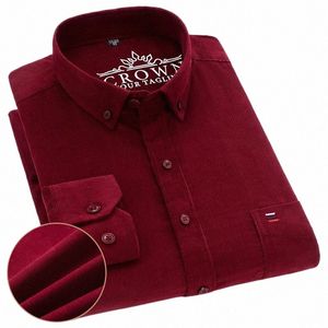 Mens Corduroy Shirt Dr Retro Casaul LG Sleeve Black Red Navy 100% Cott Regular Fit Soft Leisure Overhirt Autumn Comfer P9Y3#