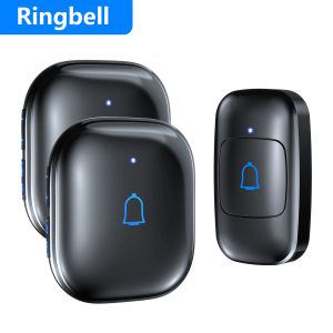 Scatole Ringbell Campanello senza fili domestico Impermeabile 300 m Kit campanello per porta intelligente esterno con 56 melodie Ricevitore di benvenuto flash LED