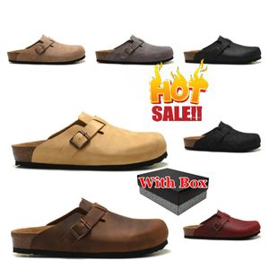 Slipare sandal män glider sneakers clog sandaler män kvinnor glider vit svart mocka läder spännband