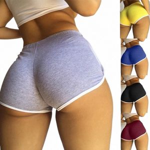 casual Mid Waist shorts for women with elastic straps casual pants candy colored mid rise slim fitting shorts Trousers 91dv#