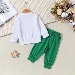 Set di abbigliamento Bambino neonato Neonato Completo da giorno irlandese Felpa pullover a maniche lunghe Set di pantaloni primavera estate per ragazzi nati