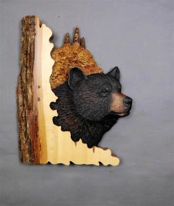 Sculptures Figurines Animal Carving Handcraft Wall Hanging Sculpture Wood Raccoon Bear Deer Hand Painted Decoration for Home Living Room