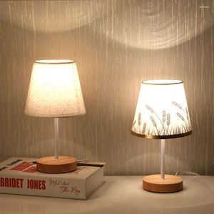 Table Lamps Wooden Lamp Home Decor Modern With Cylinder Shade Bedside Creative USB Powered Desk Light Reading