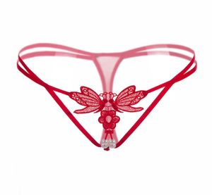 Öppen Crotch Micro Mini Thong Tanga G String Sexig underkläder Transparent Lace Brodery T Back Underwear Crotchless Panties Women2342397
