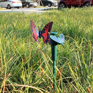 Garden Decorations Solar Powered Flying Wobble Fluttering Butterfly Ornament Cute Animal Bird Stake Yard Outdoor Lawn Decor