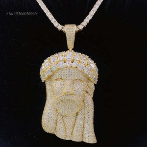 Hot Sale Pass Diamond Tester Big Heavy Head Pendants Halsband Moissanite Jesus Pendant