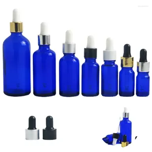 Aufbewahrungsflaschen, 12 x 100 ml, 50 ml, 30 ml, 20 ml, 15 ml, 10 ml, 5 ml, Kobaltblaues Glas, Tropfflasche für ätherische Öle, 1 Unze, Piepette