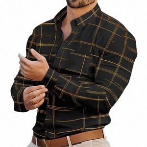 2024 Men's Shirt Lg Sleeve Fi Lapel Single Breasted Cardigan Hawaiian Casual Men's Shirt XS-6XL Real Pocket Shirt Summer Q3ER#